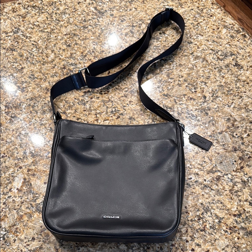 Rare Coach Black Tech Crossbody Bag with Adjustable Strap and Sleek Design
